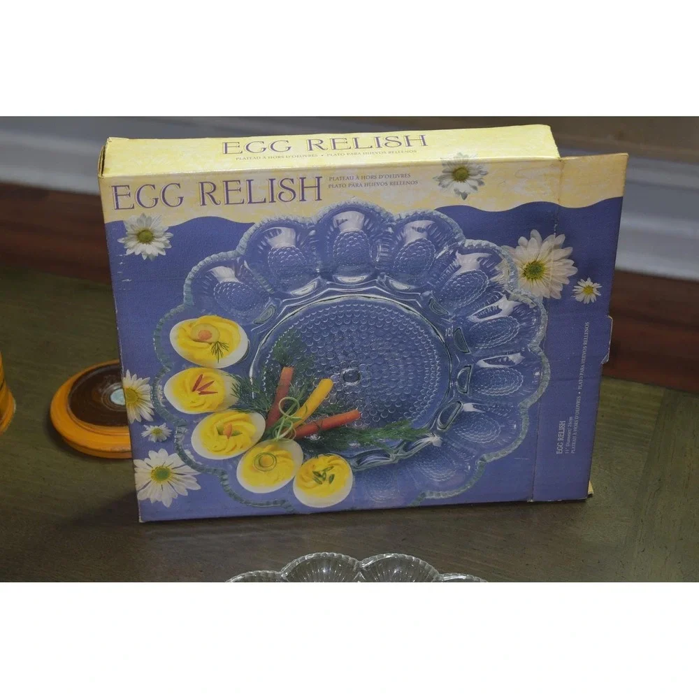 Vintage Indiana‎ Glass Egg Relish Dish: Crystal Collection Tray